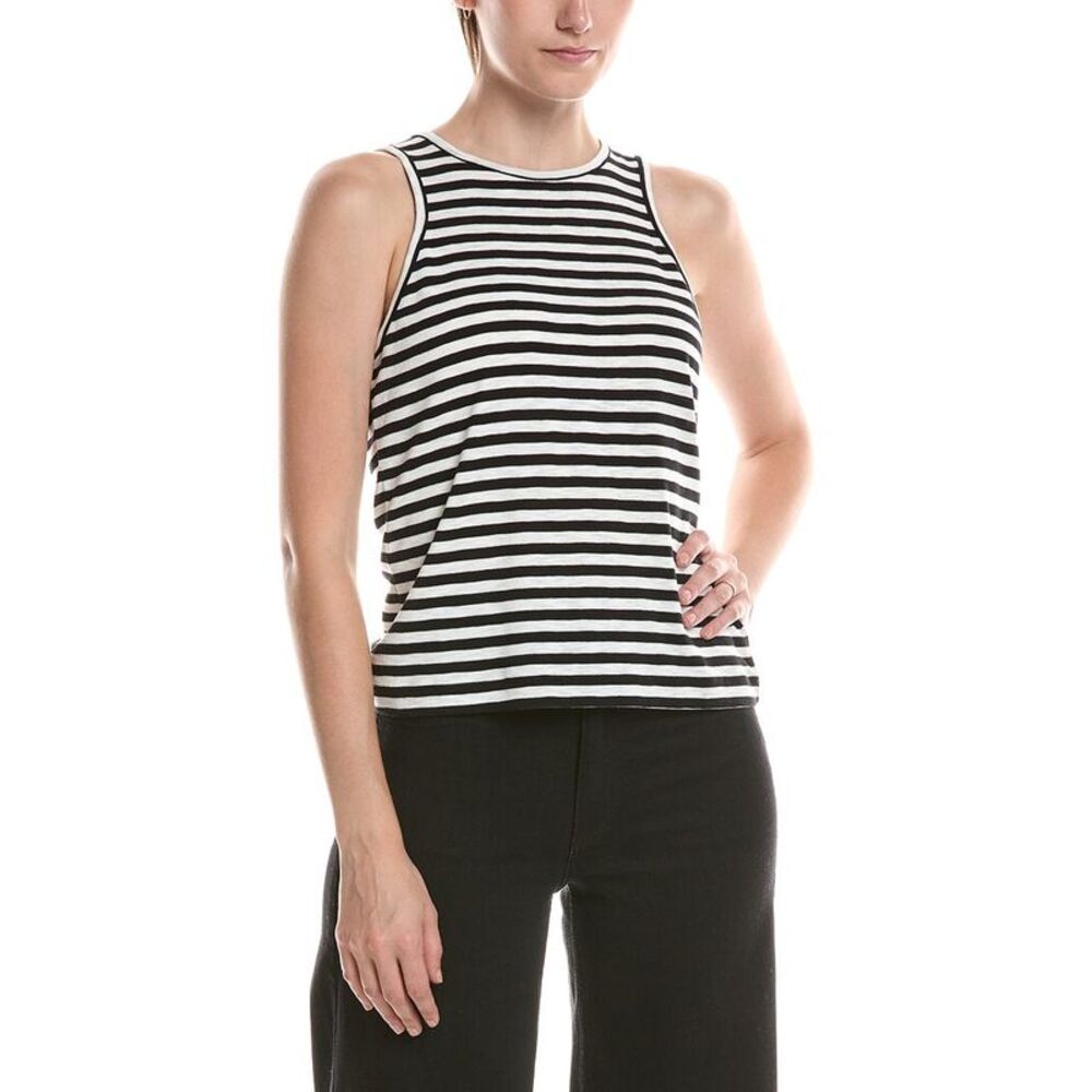 Nic & Zoe Womens  Stripe Cape Rib Tank, Black